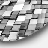 Black and Grey Cubes - Abstract Oversized Circle Metal Wall Art