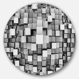 Black and Grey Cubes - Abstract Oversized Circle Metal Wall Art