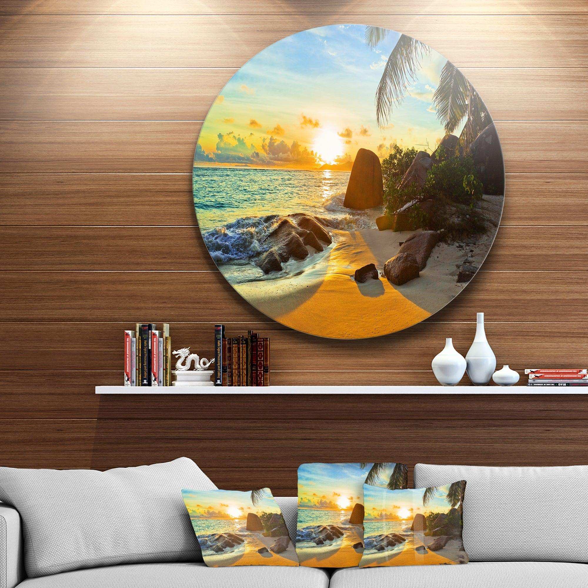 Sunset in Tropical Beach - Landscape Photography Metal Circle Wall Art
