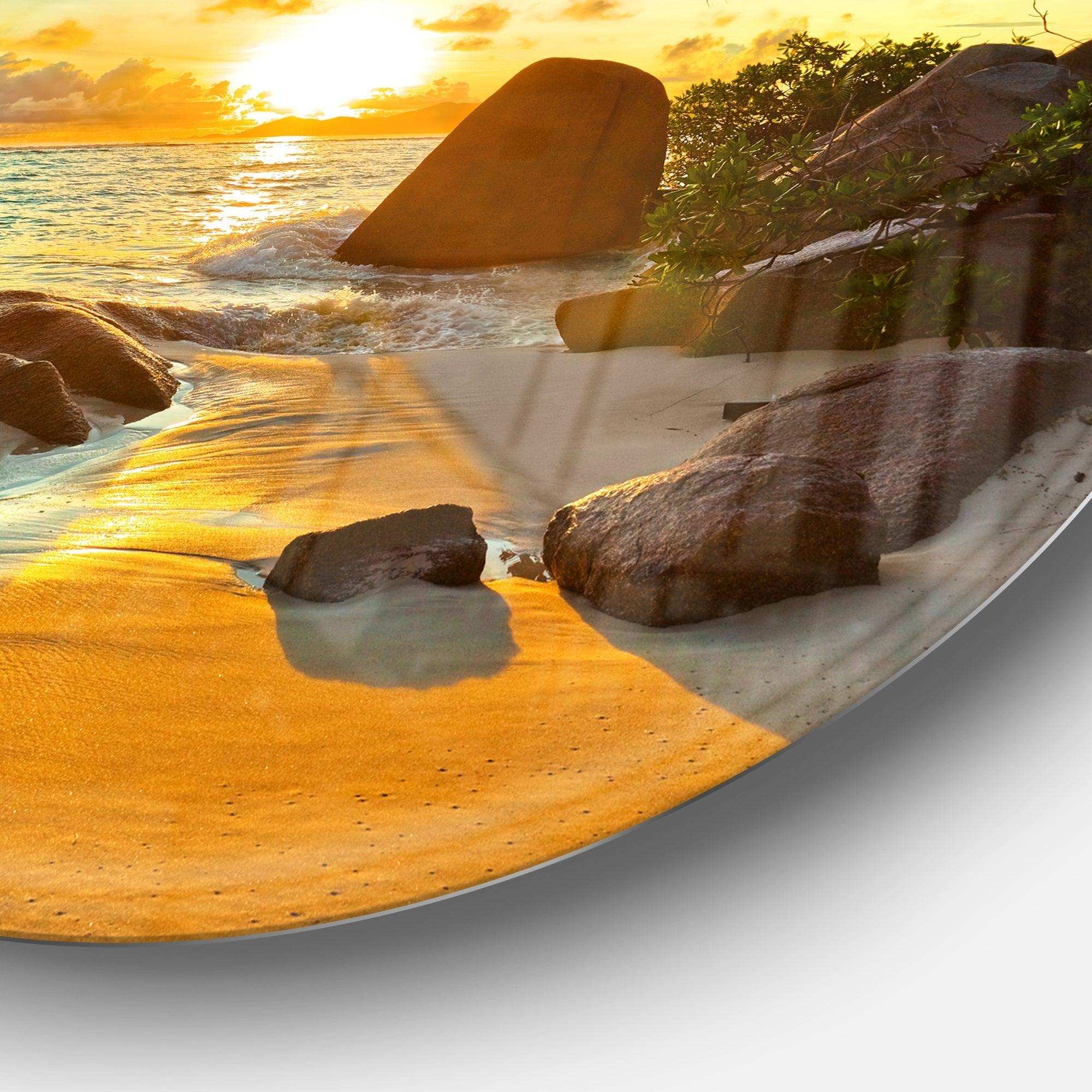 Sunset in Tropical Beach - Landscape Photography Metal Circle Wall Art