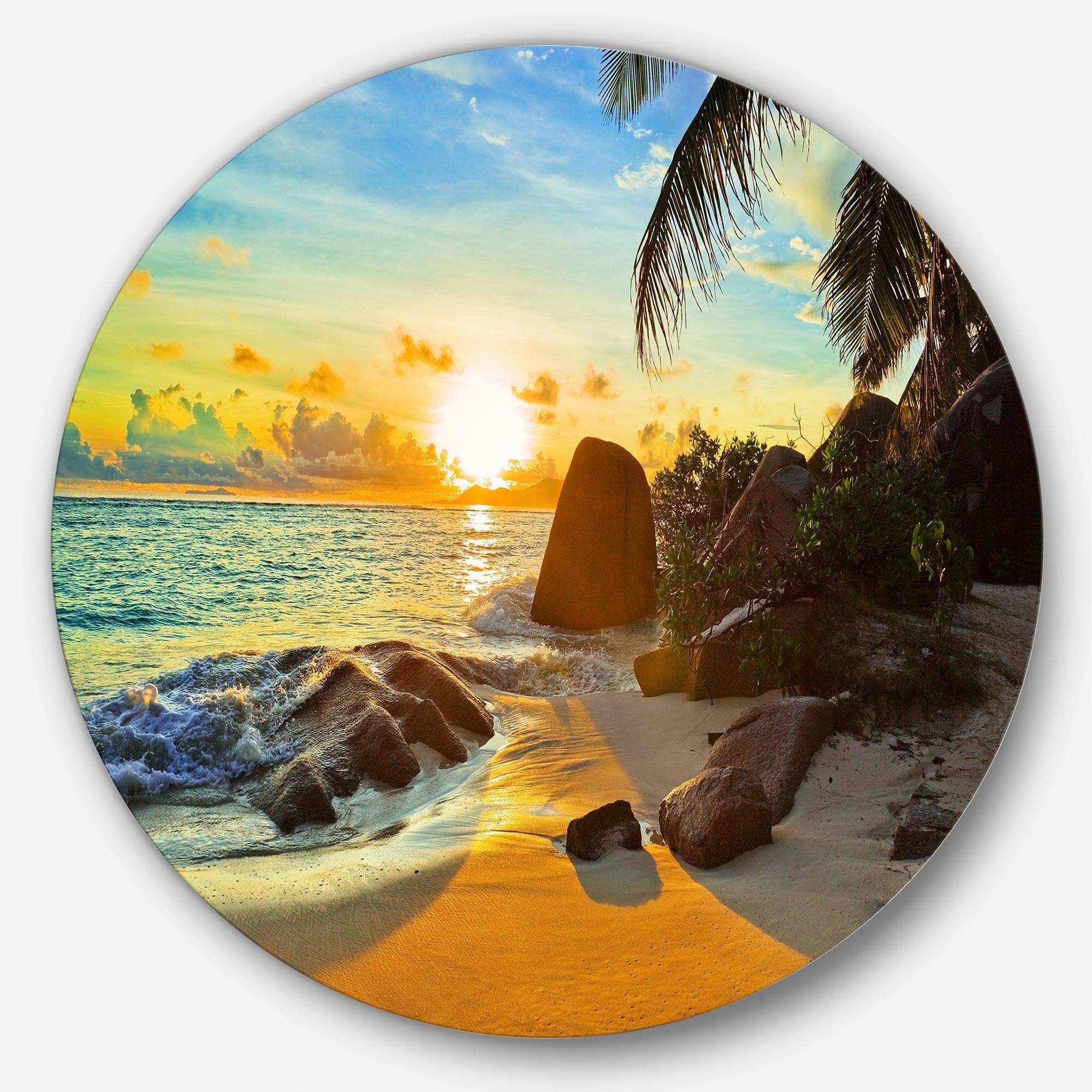 Sunset in Tropical Beach - Landscape Photography Metal Circle Wall Art