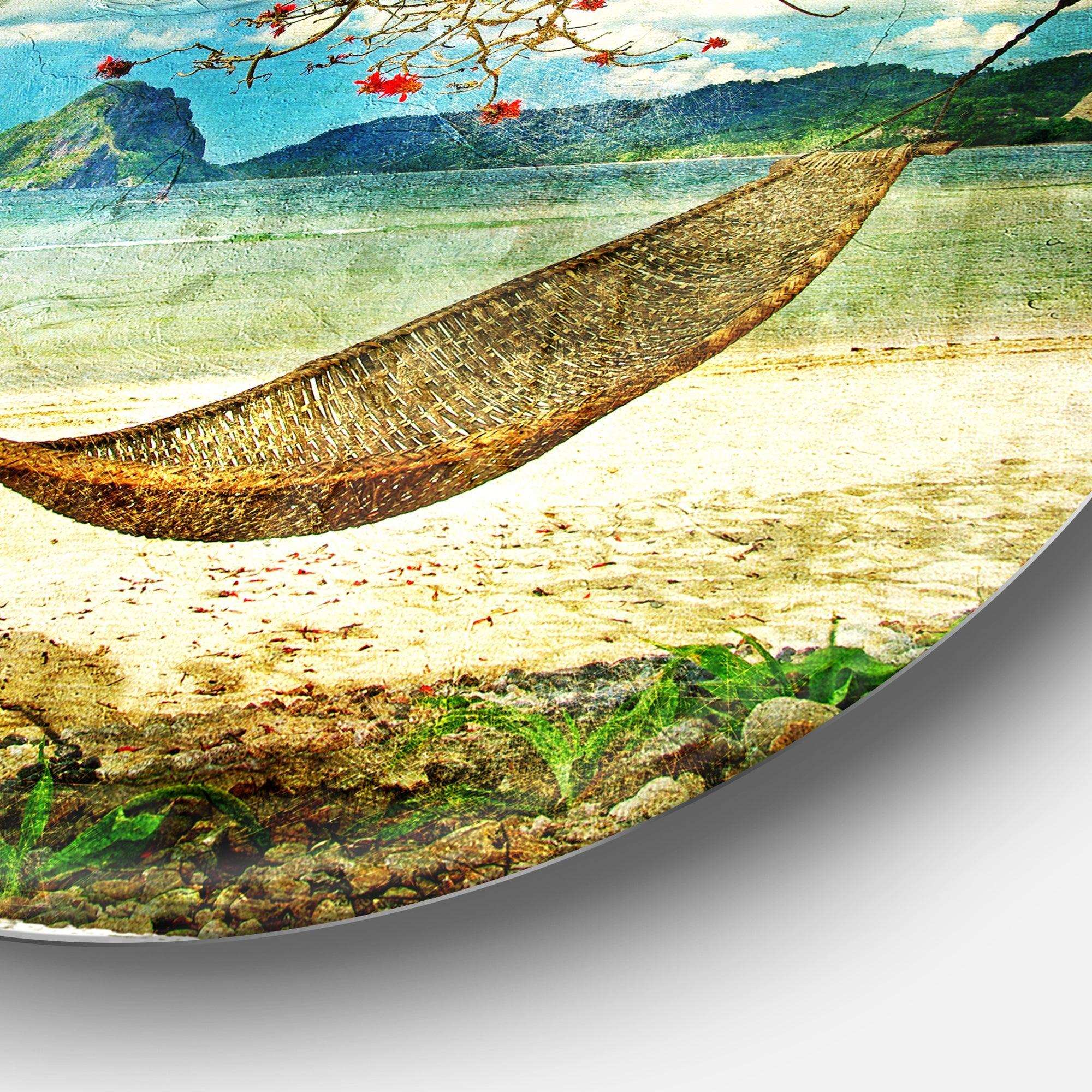 Tropical Sleeping Swing - Landscape Circle Metal Wall Decor