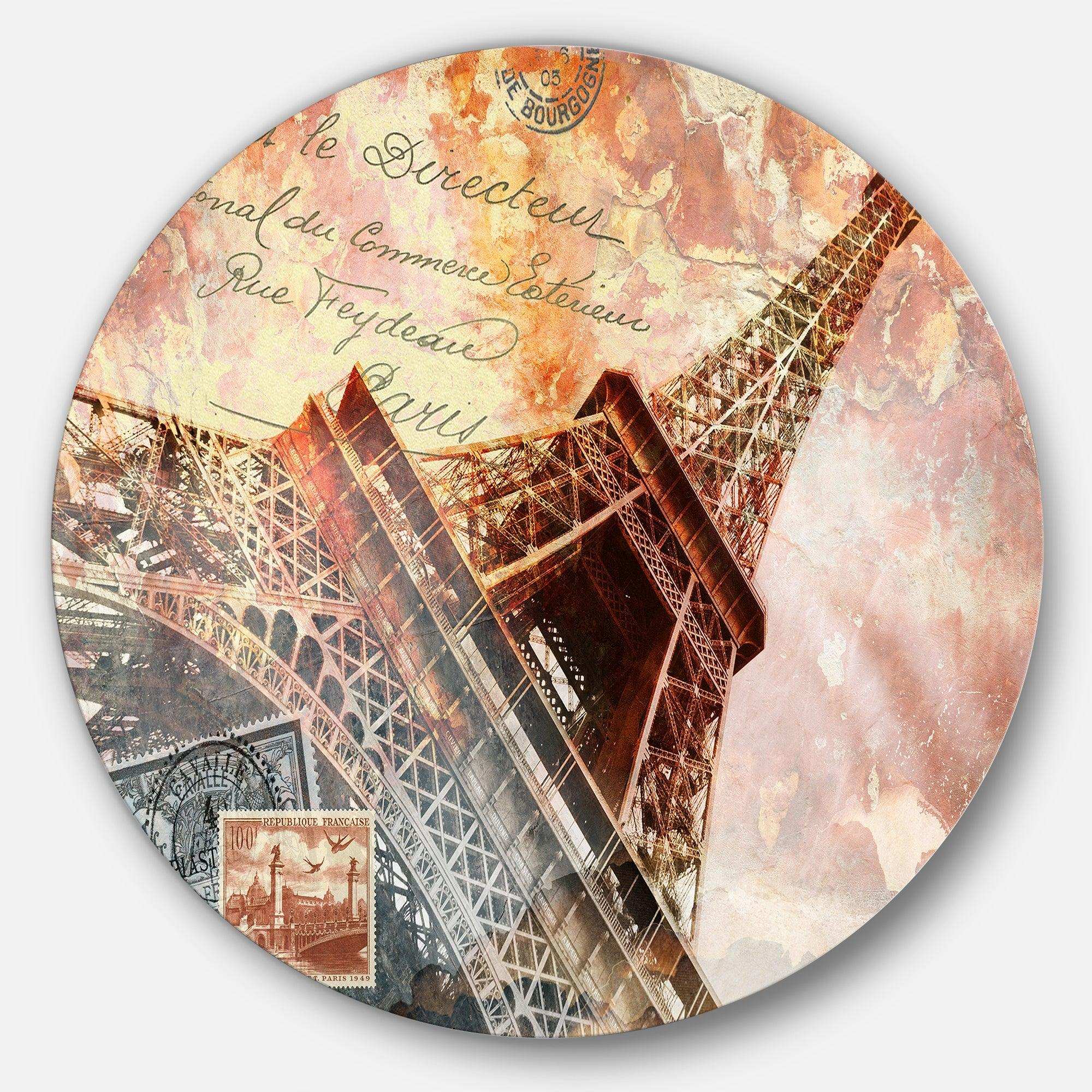 Paris Eiffel TowerParis - Architecture Metal Circle Wall Art