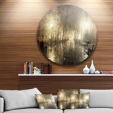 Night Alley with Lights - Landscape Photography Round Metal Wall Art