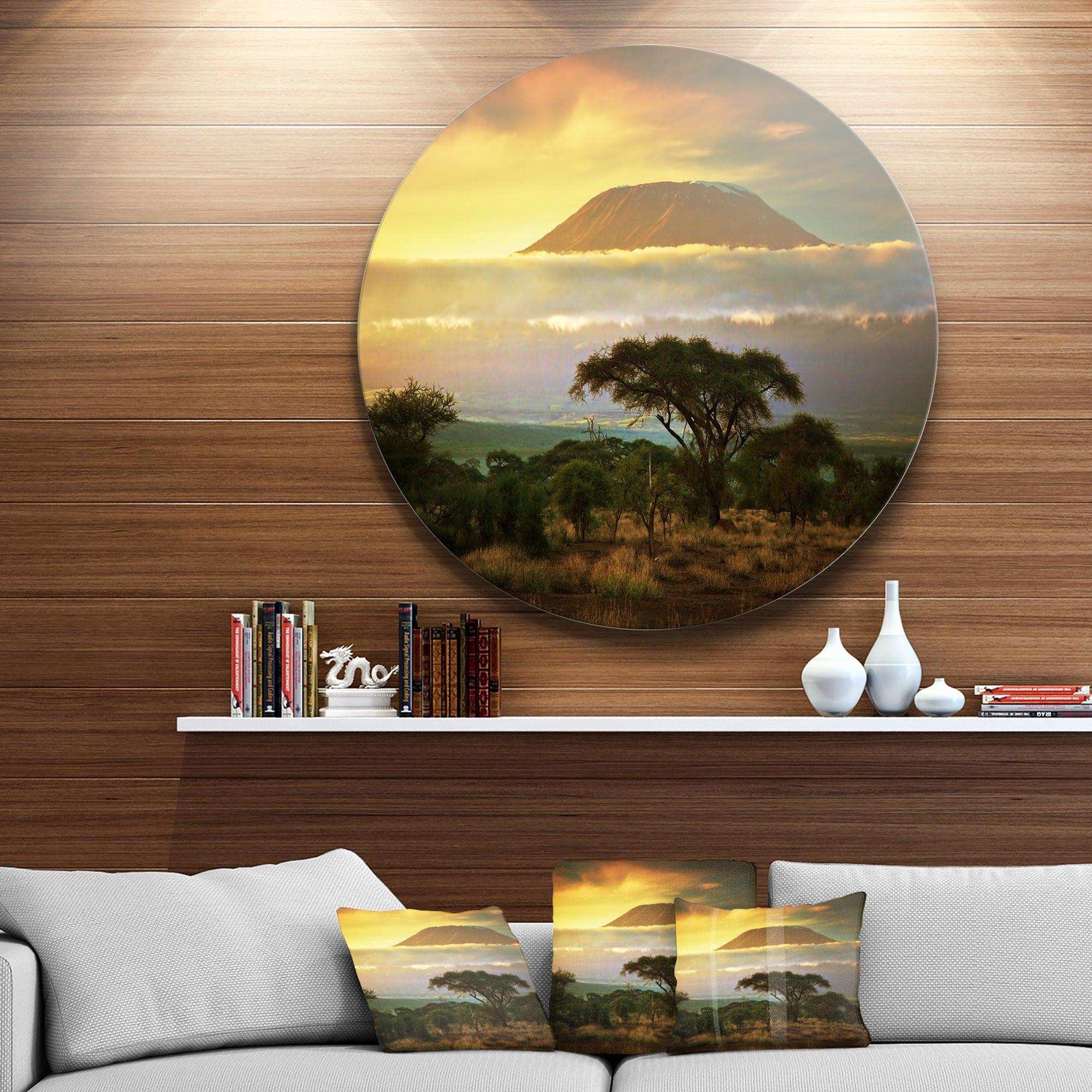 Mount Kilimanjaro - Landscape Photography Circle Metal Wall Decor