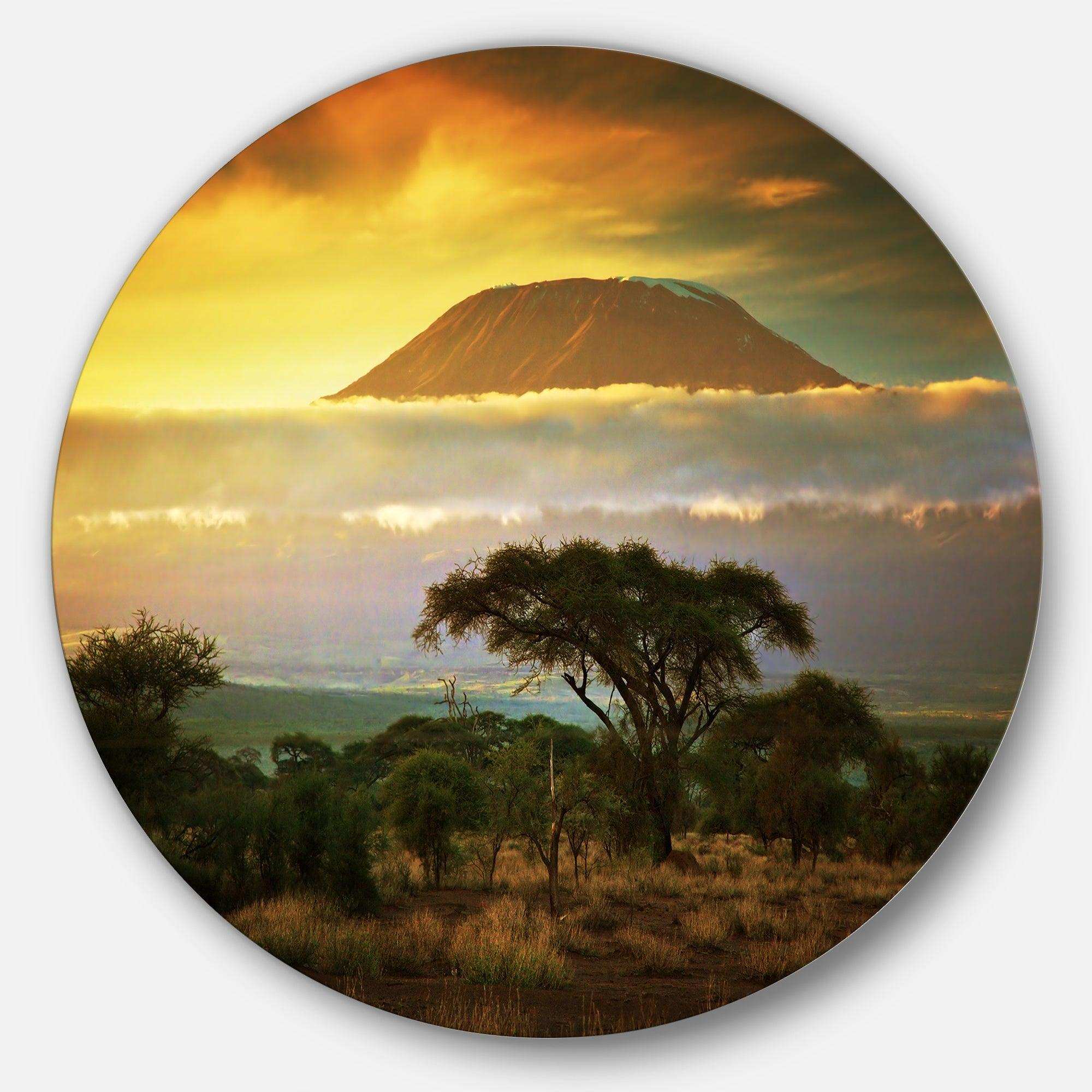 Mount Kilimanjaro - Landscape Photography Circle Metal Wall Decor