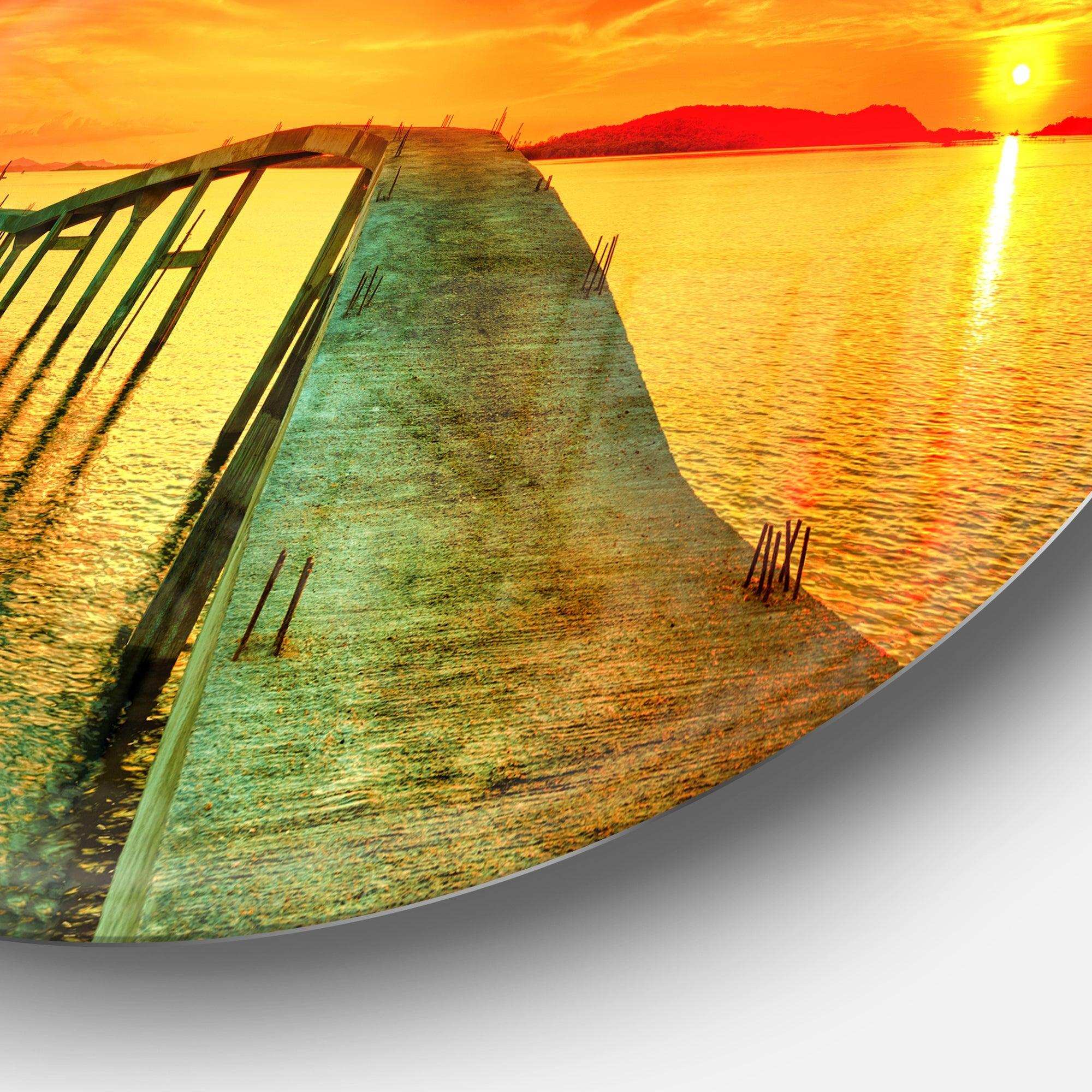 Fabulous Sunset Panorama - Seascape Photography Metal Circle Wall Art