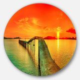 Fabulous Sunset Panorama - Seascape Photography Metal Circle Wall Art