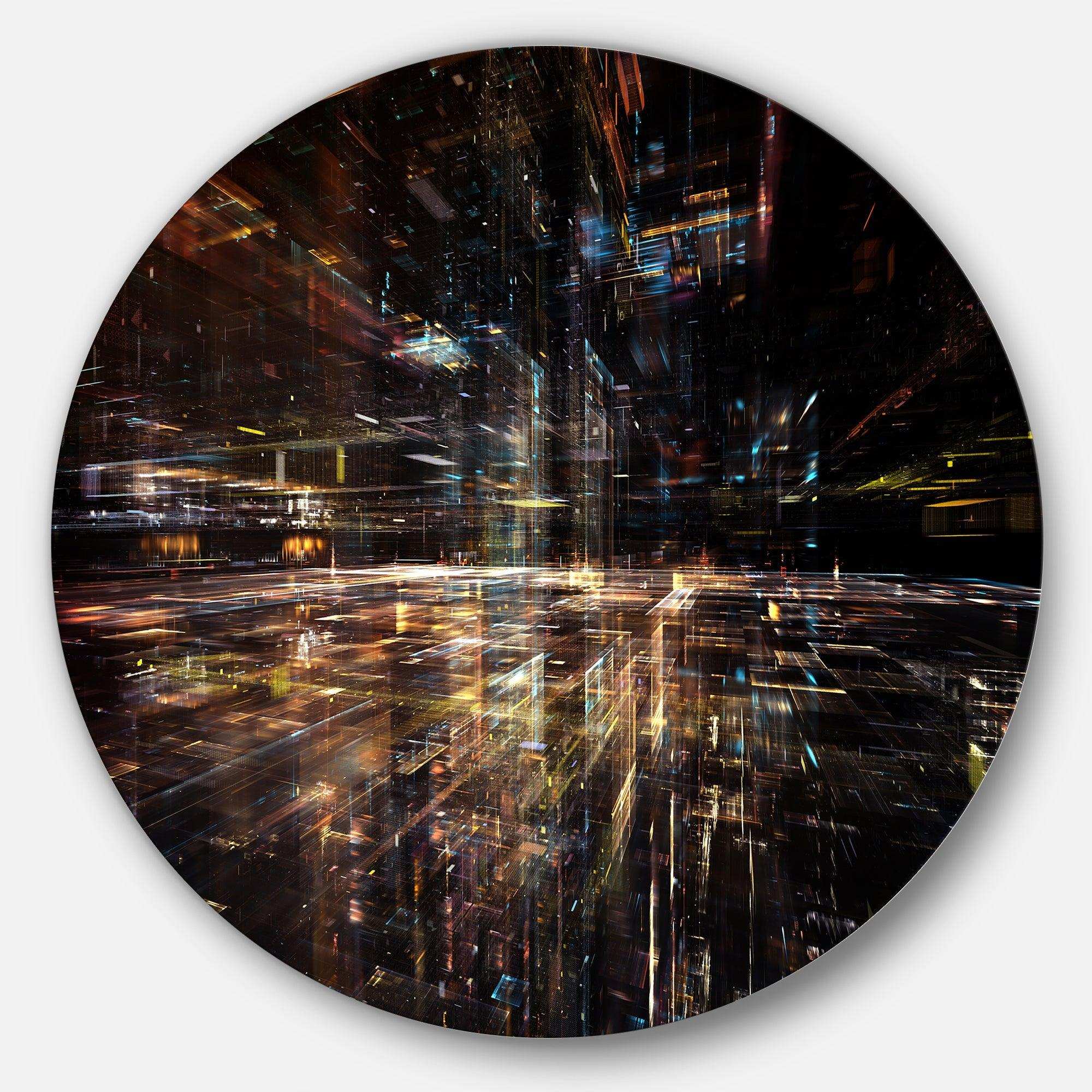 Glow of Technology - Abstract Metal Circle Wall Art