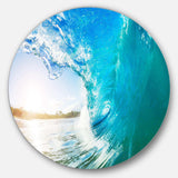Blue Waves Arch - Seascape Photography Round Metal Wall Art