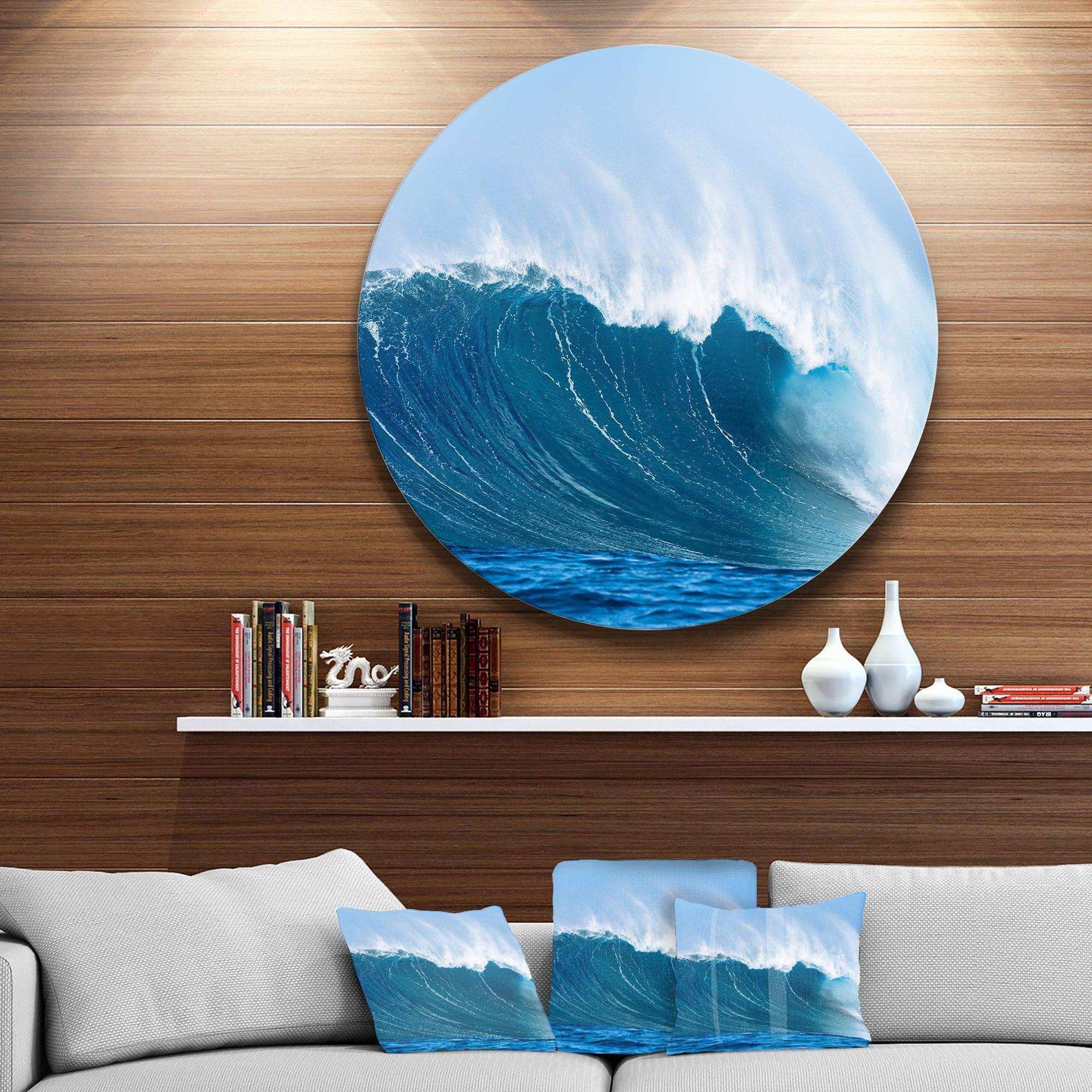 Sky Hitting Ocean Waves - Sea & Shore Circle Metal Wall Decor