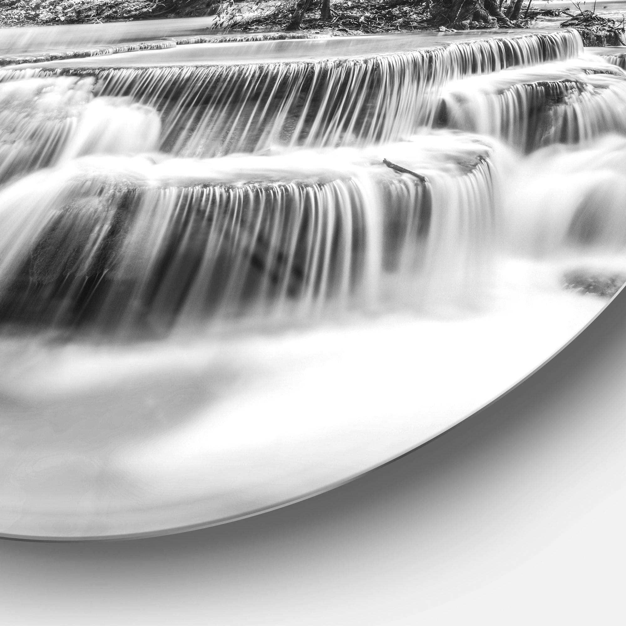 White Erawan Waterfall - Landscape Photography Circle Metal Wall Decor