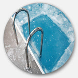Ice Swimming Blue Pool - Landscape Photography Metal Circle Wall Art
