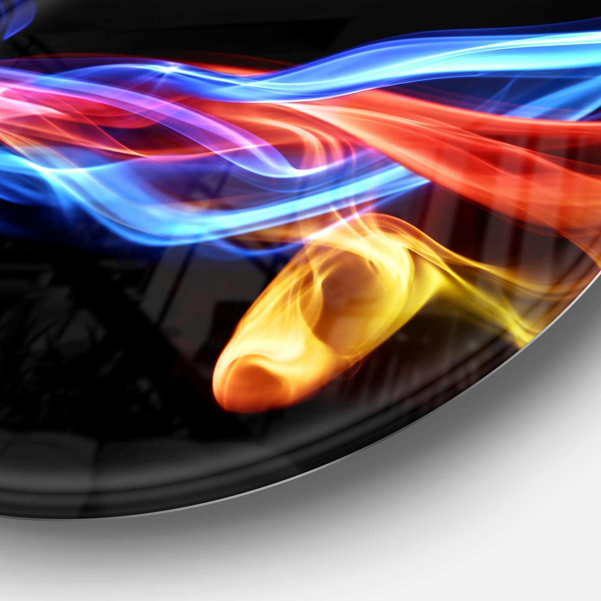 Fire and Ice Design Abstract - Abstract Round Metal Wall Art