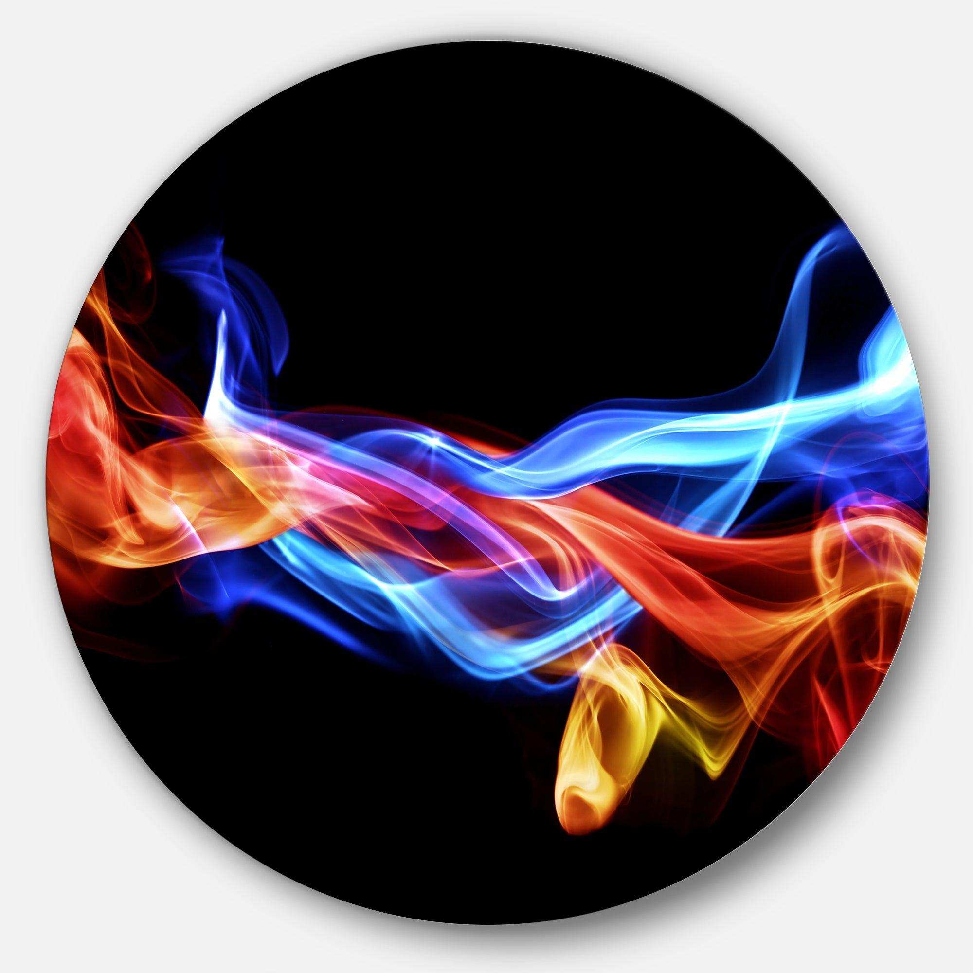 Fire and Ice Design Abstract - Abstract Round Metal Wall Art