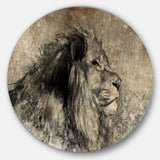 Lion in Sepia - Animal Circle Metal Wall Decor