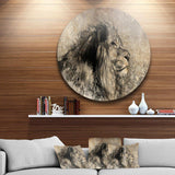 Lion in Sepia - Animal Circle Metal Wall Decor