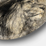 Lion in Sepia - Animal Circle Metal Wall Decor