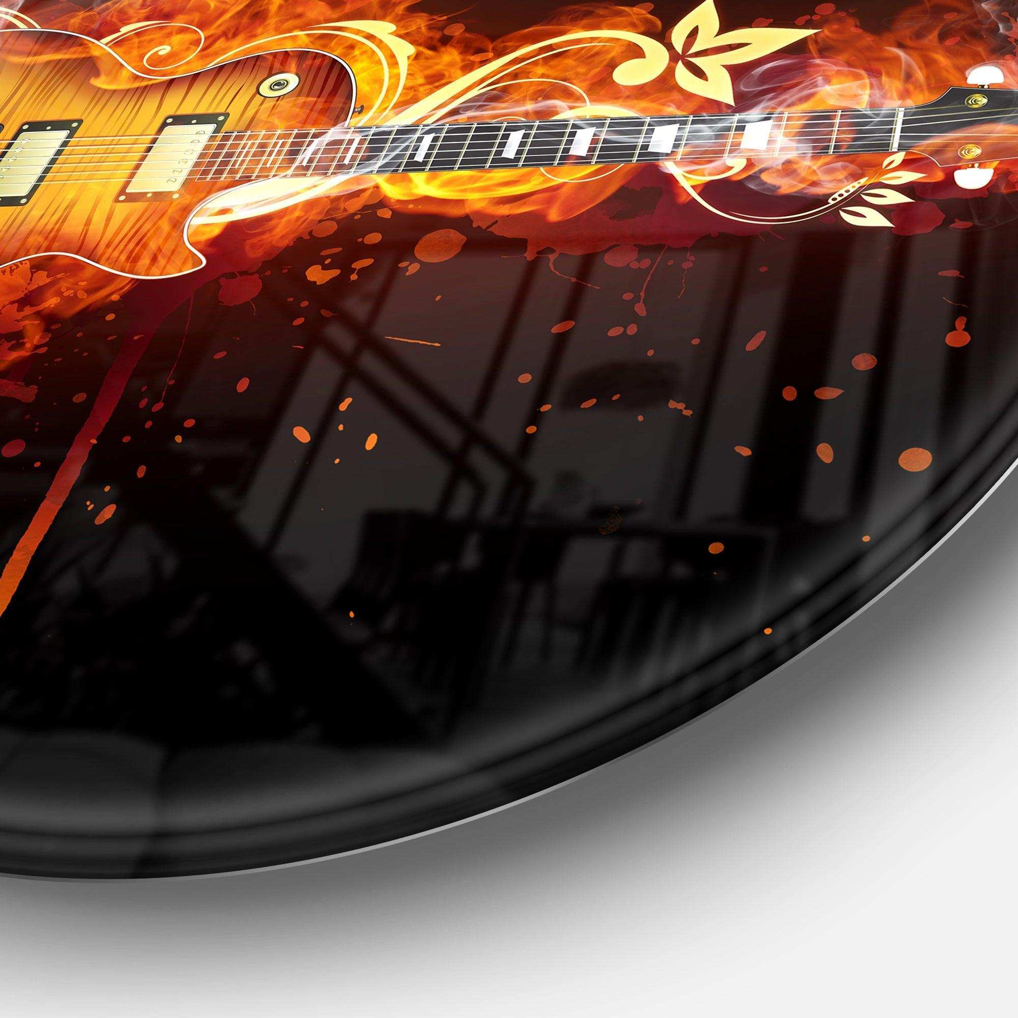 Electric Guitar - Abstract Metal Circle Wall Art