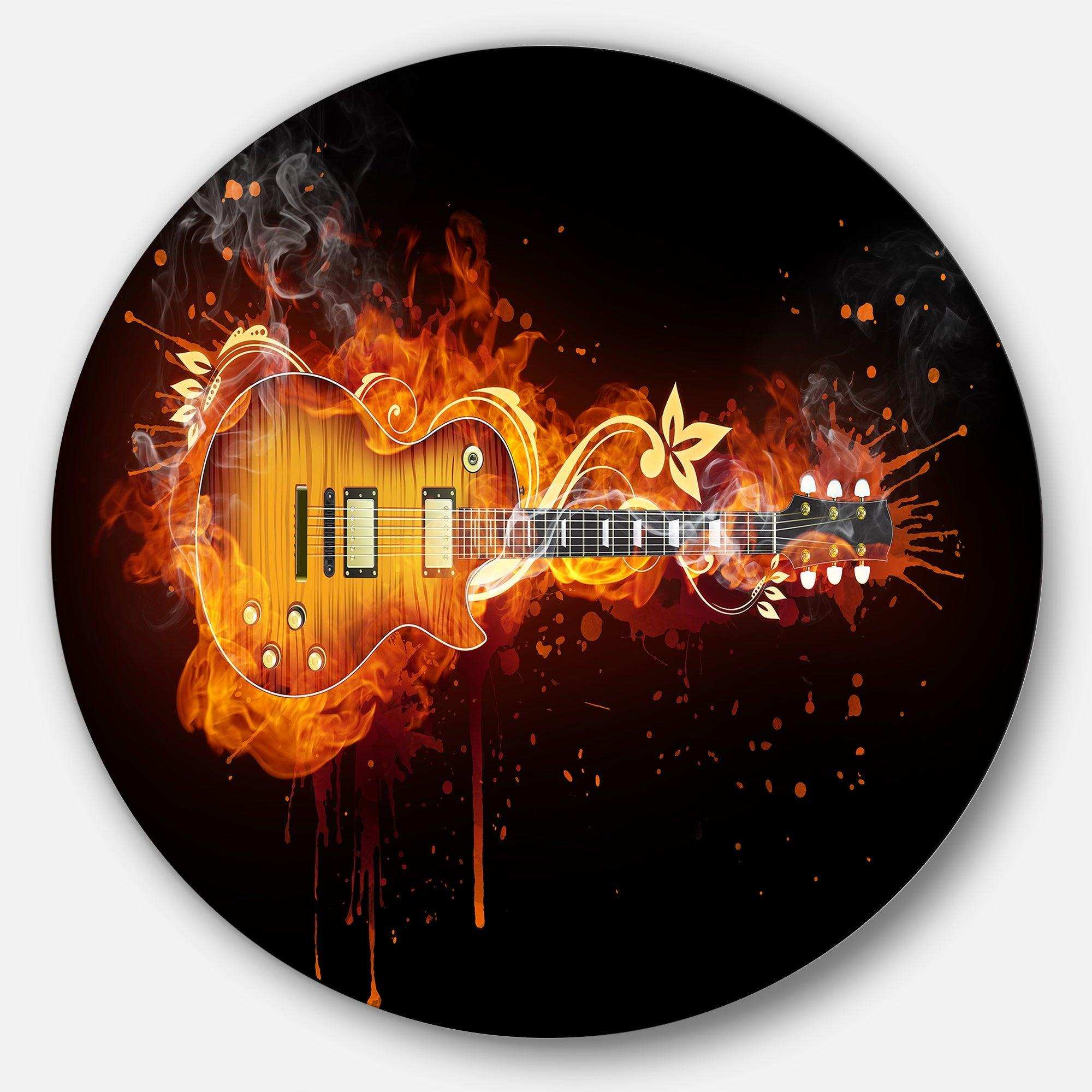 Electric Guitar - Abstract Metal Circle Wall Art