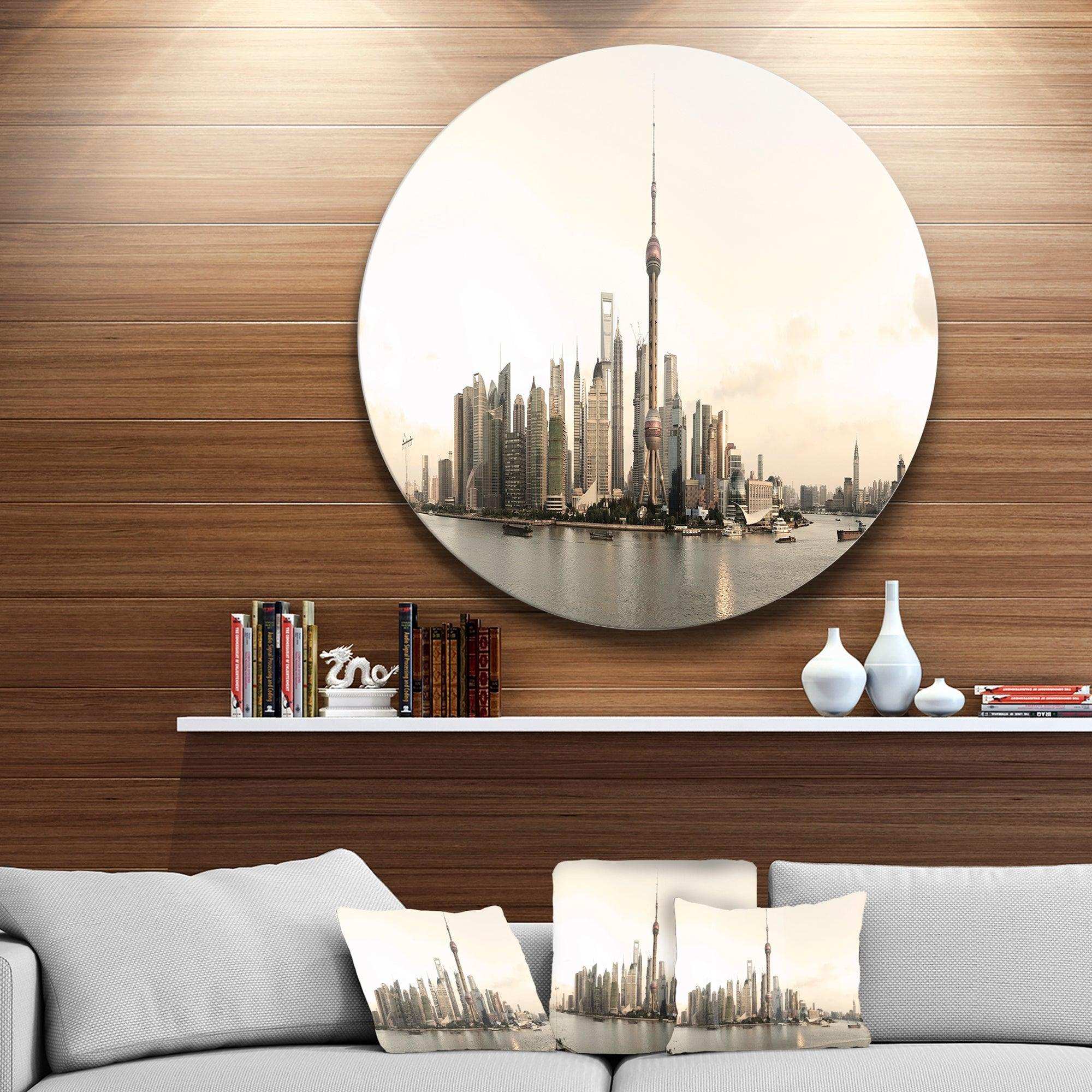 Shanghai s Modern Architecture - Architecture Metal Circle Wall Art