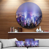 Hong Kong Night City - Architecture Round Metal Wall Art
