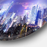 Hong Kong Night City - Architecture Round Metal Wall Art