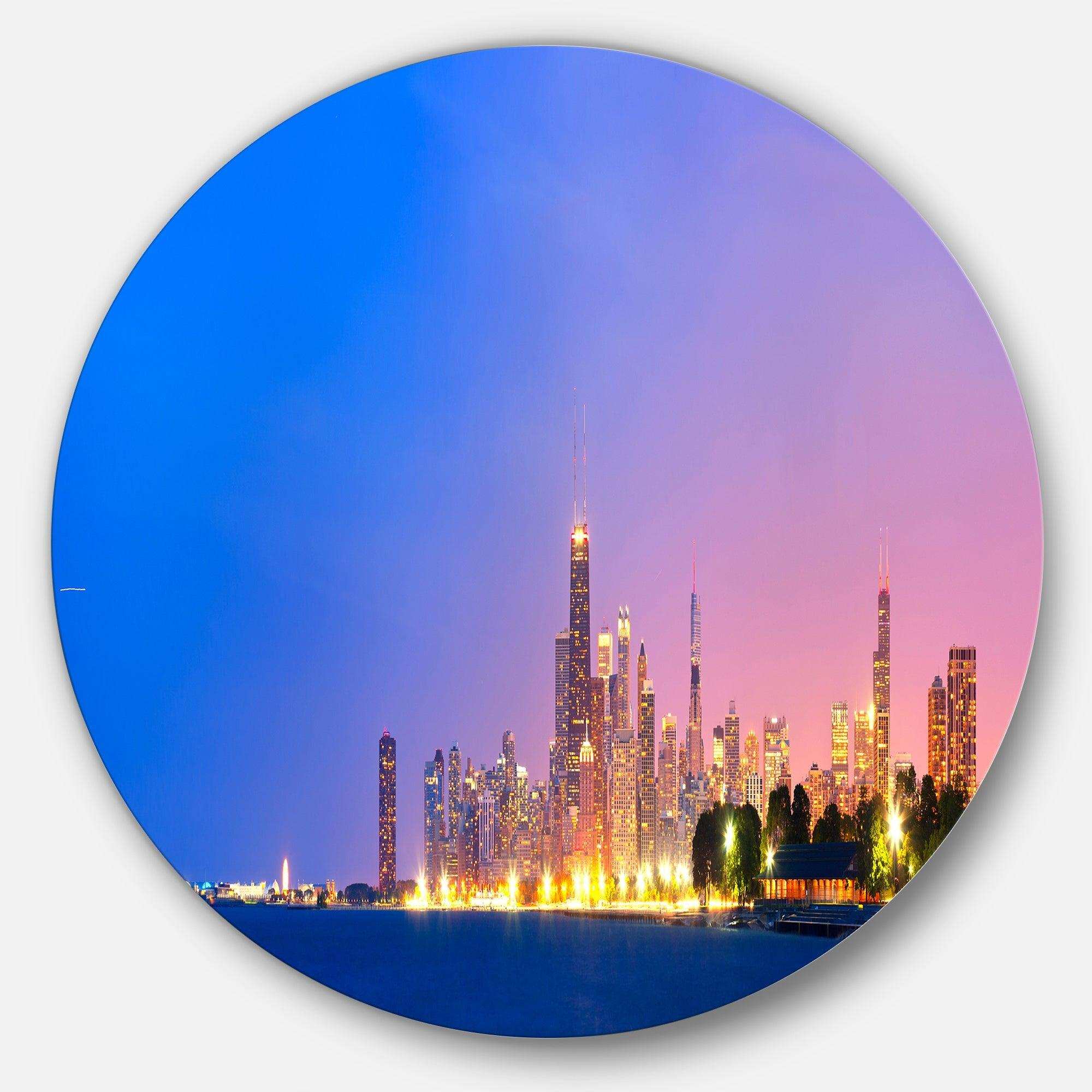 City of Chicago Skyline - Architecture Circle Metal Wall Decor