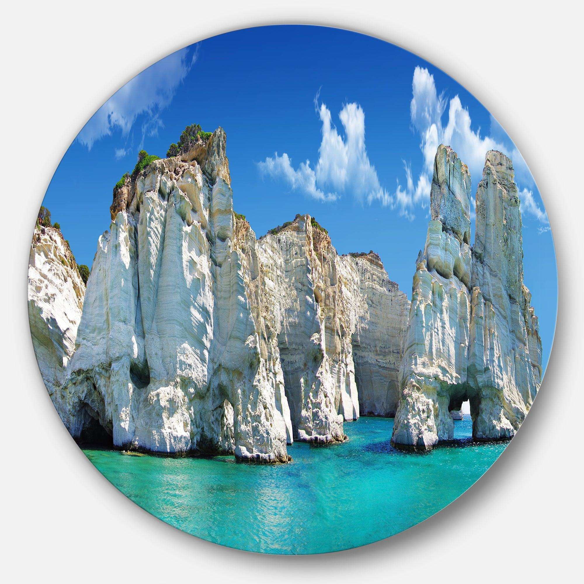 Greek Holidays - Landscape Metal Circle Wall Art