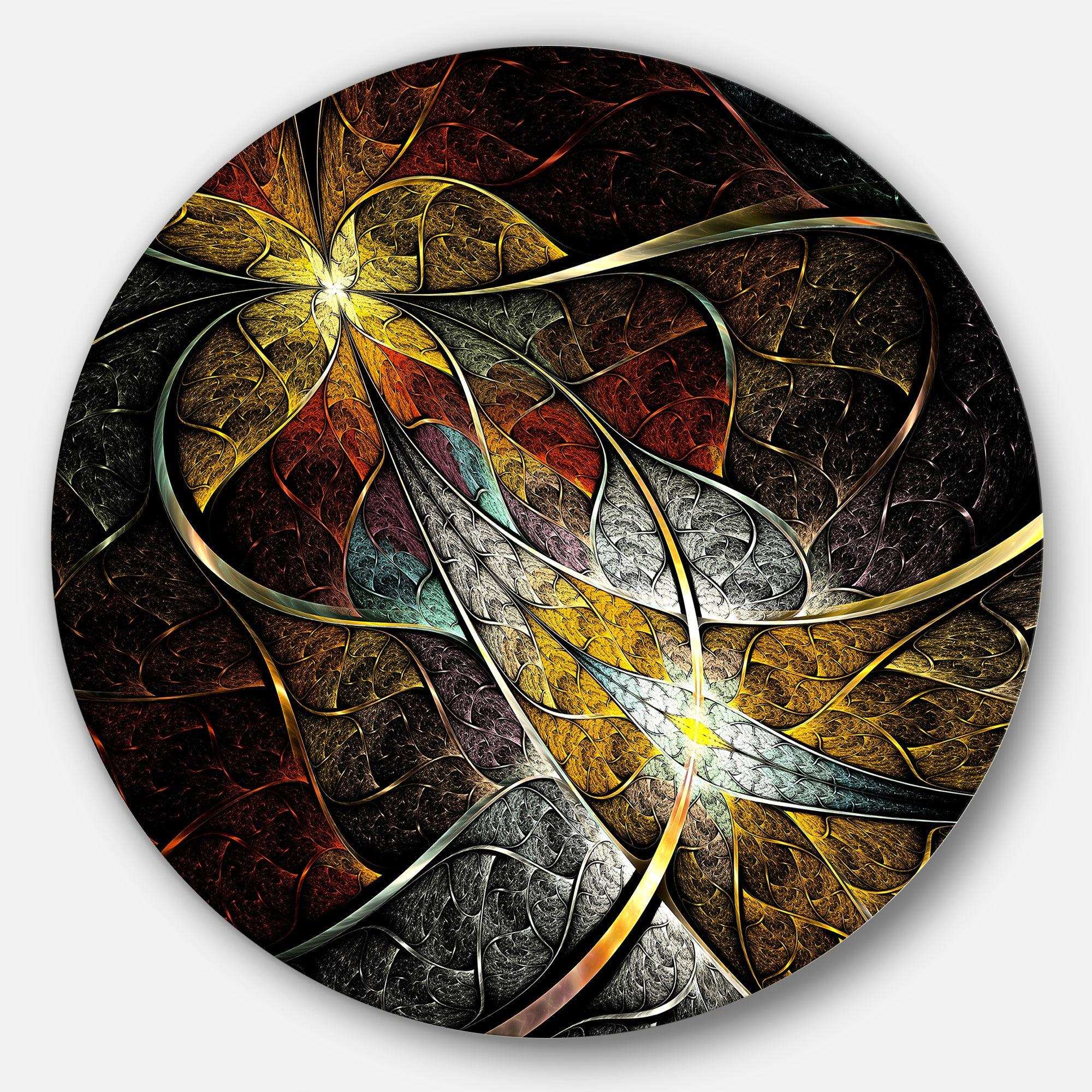 Symmetrical Fractal Flower - Floral Oversized Circle Metal Wall Art