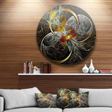 Symmetrical Brown Fractal Flowers - Abstract Metal Circle Wall Art