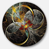 Symmetrical Brown Fractal Flowers - Abstract Metal Circle Wall Art