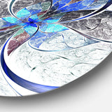 Symmetrical Blue Fractal Flower - Abstract Circle Metal Wall Decor
