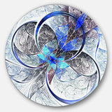 Symmetrical Blue Fractal Flower - Abstract Circle Metal Wall Decor