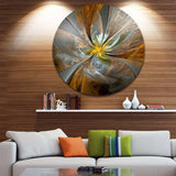 Symmetrical Yellow Fractal Flower - Floral Oversized Circle Metal Wall Art