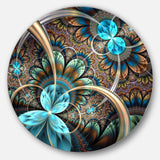 Light Blue Fractal Flower - Floral Circle Metal Wall Decor