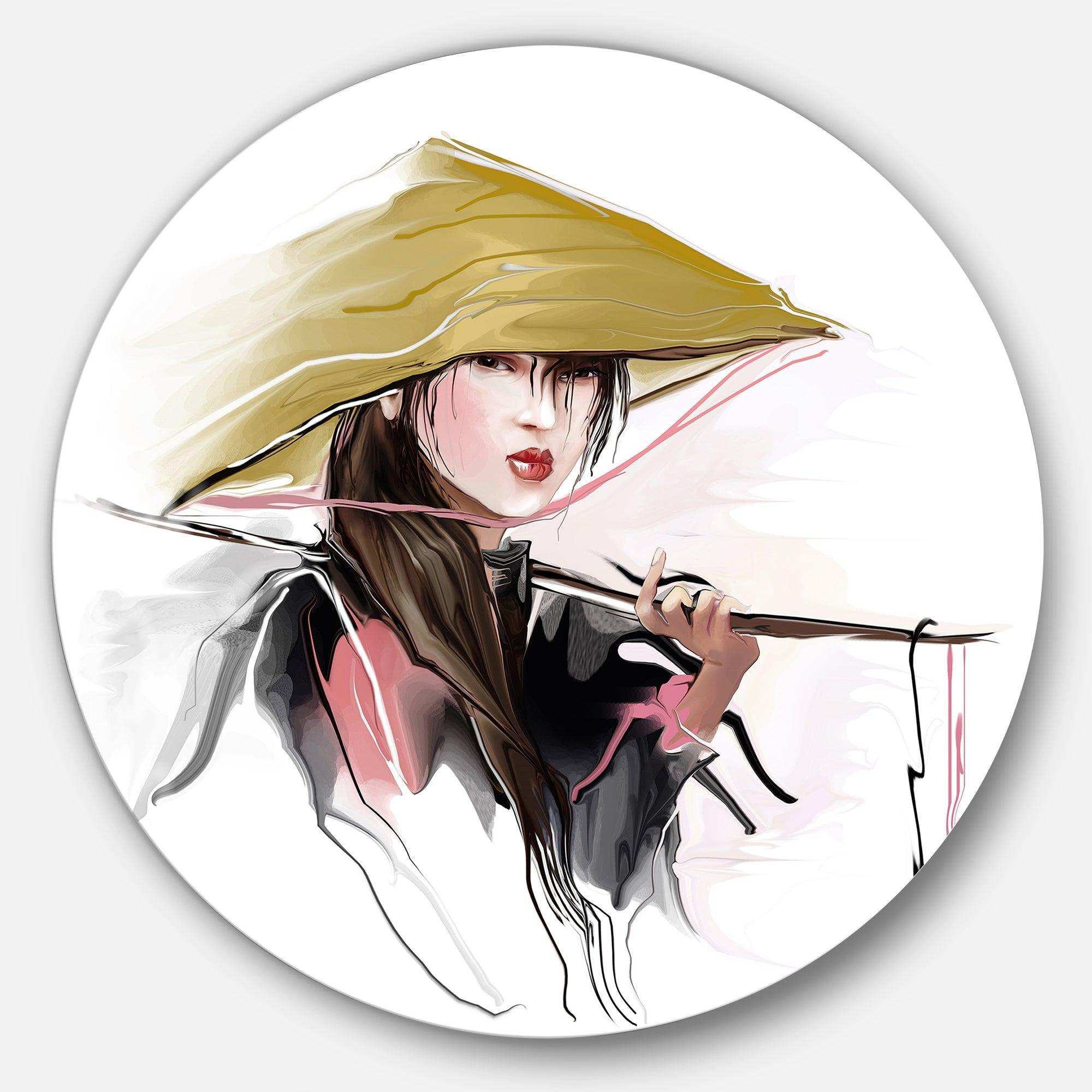 Vietnamese Woman - Romantic Circle Metal Wall Decor