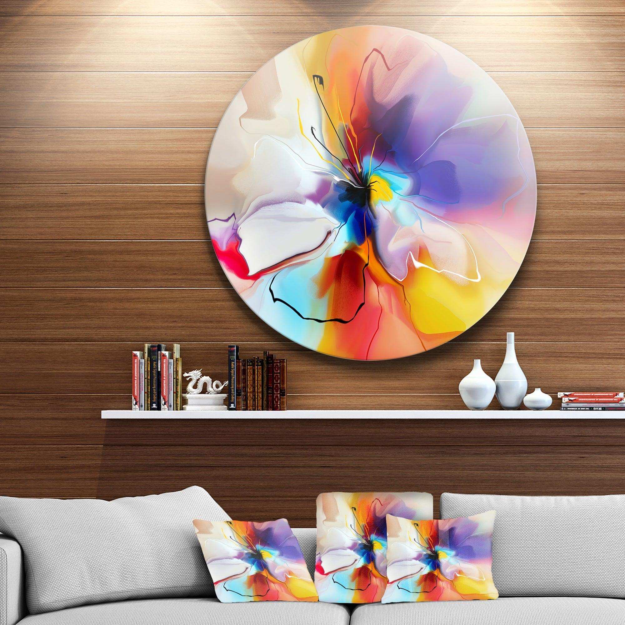 Creative Flower in Multiple Colors - Abstract Metal Circle Wall Art