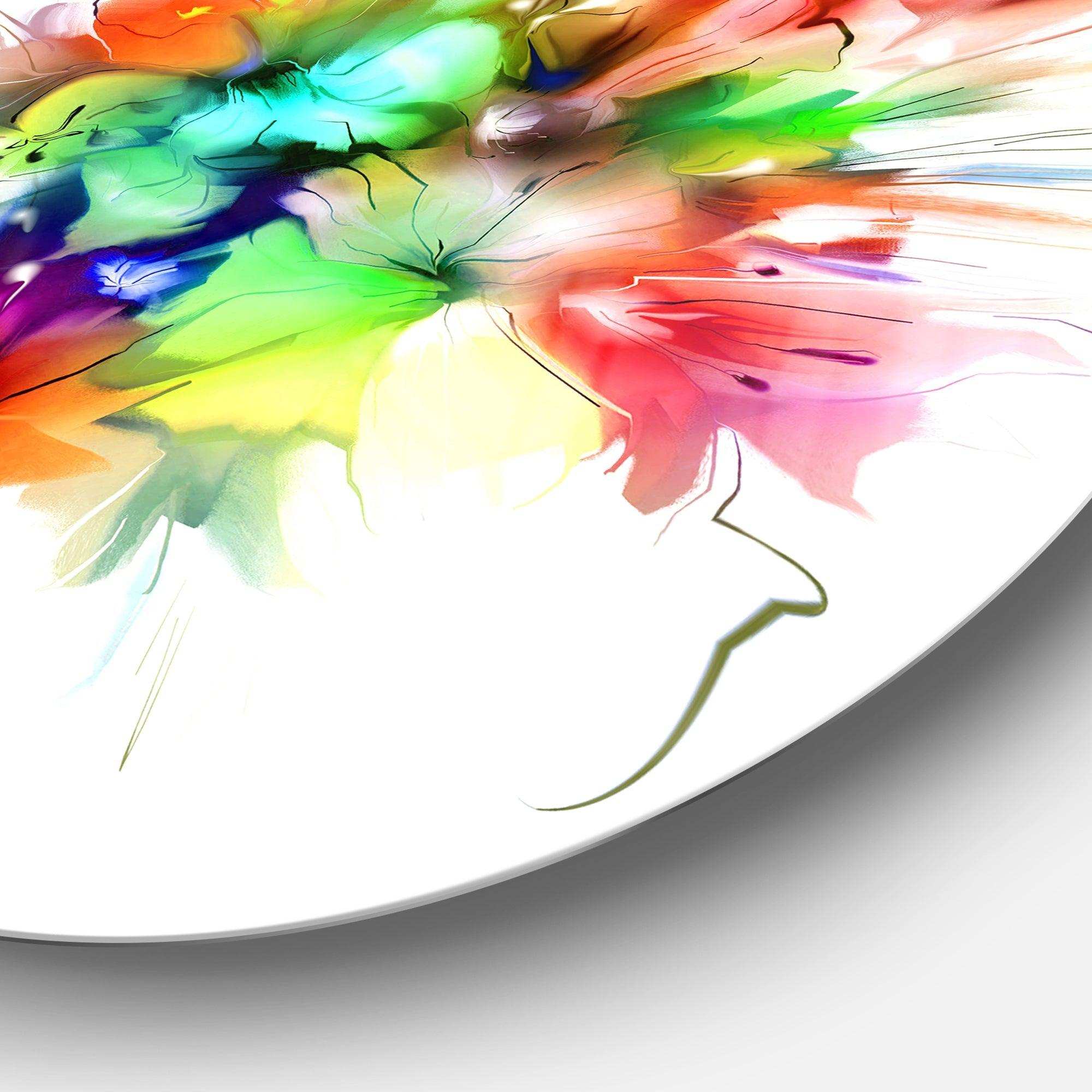 Summer Flowers in Different Colors - Floral Round Metal Wall Art