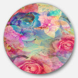 Vintage Romantic Floral Art - Floral Circle Metal Wall Decor