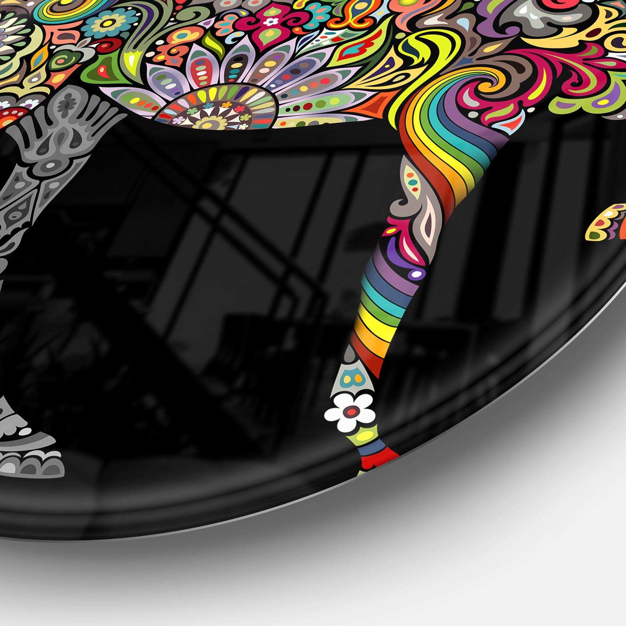 Horse and Rainbow - Animal Metal Circle Wall Art