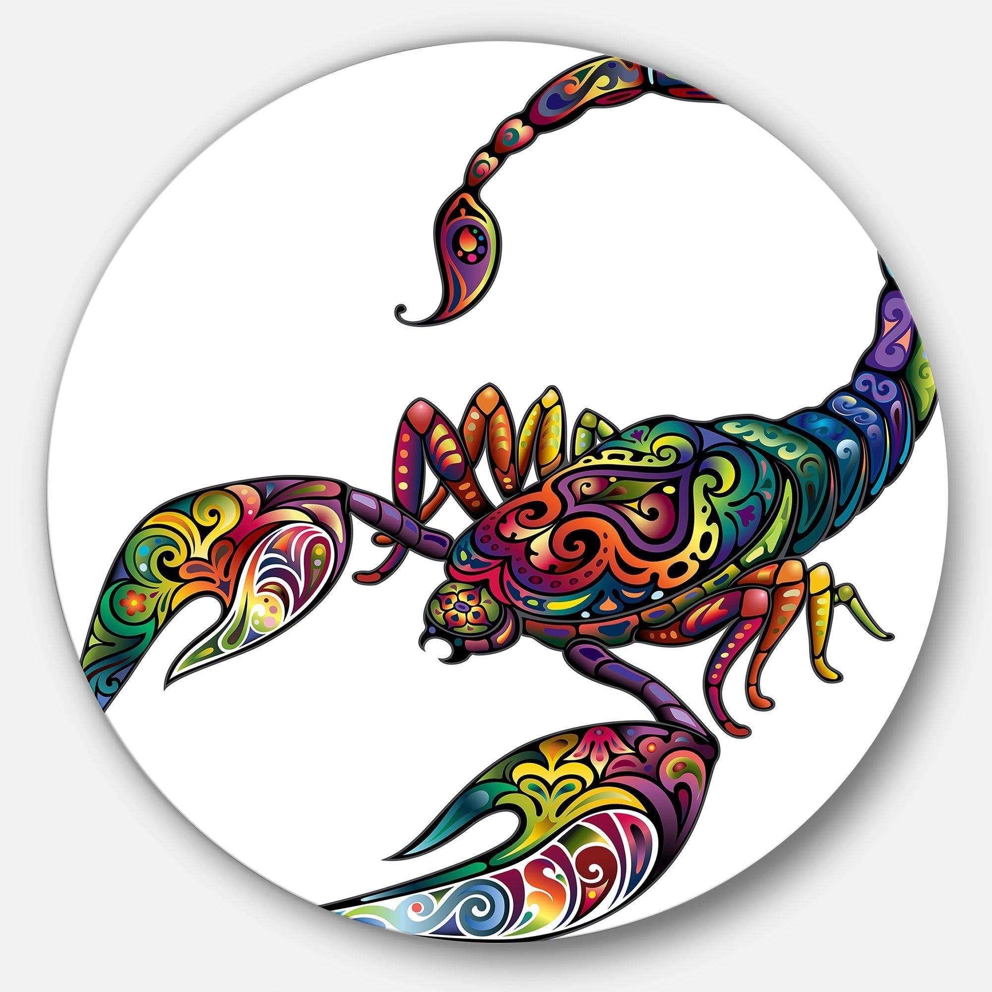 Cheerful Scorpion - Animal Round Metal Wall Art