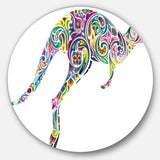 Floral Kangaroo Running - Animal Circle Metal Wall Decor
