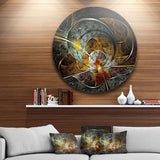 Symmetrical Yellow Digital Art Flower - Abstract Oversized Circle Metal Wall Art