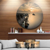 Liencres Rocks on Coast in Spain - Landscape Round Metal Wall Art