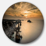 Liencres Rocks on Coast in Spain - Landscape Round Metal Wall Art