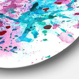 Blue and Purple Paint Stain - Abstract Circle Metal Wall Decor