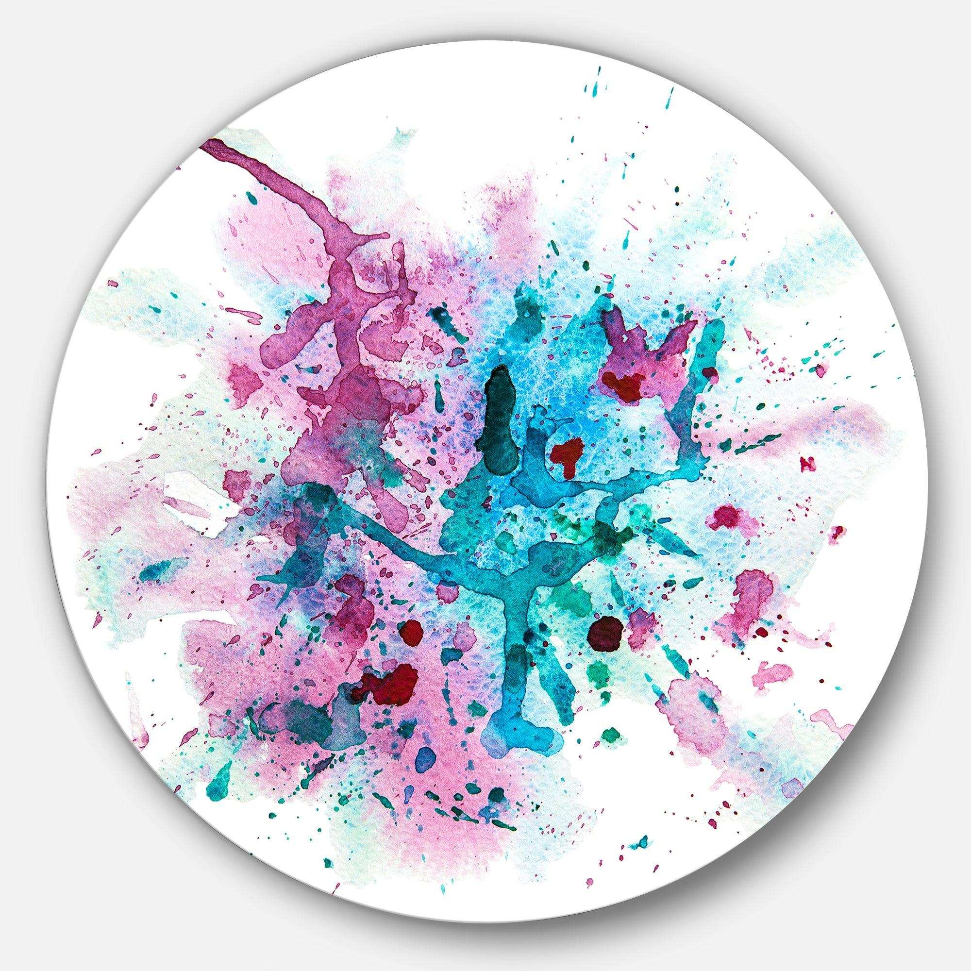 Blue and Purple Paint Stain - Abstract Circle Metal Wall Decor