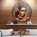 Woman with Chocolate in Head - Romantic Metal Circle Wall Art
