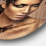 Woman with Chocolate in Head - Romantic Metal Circle Wall Art